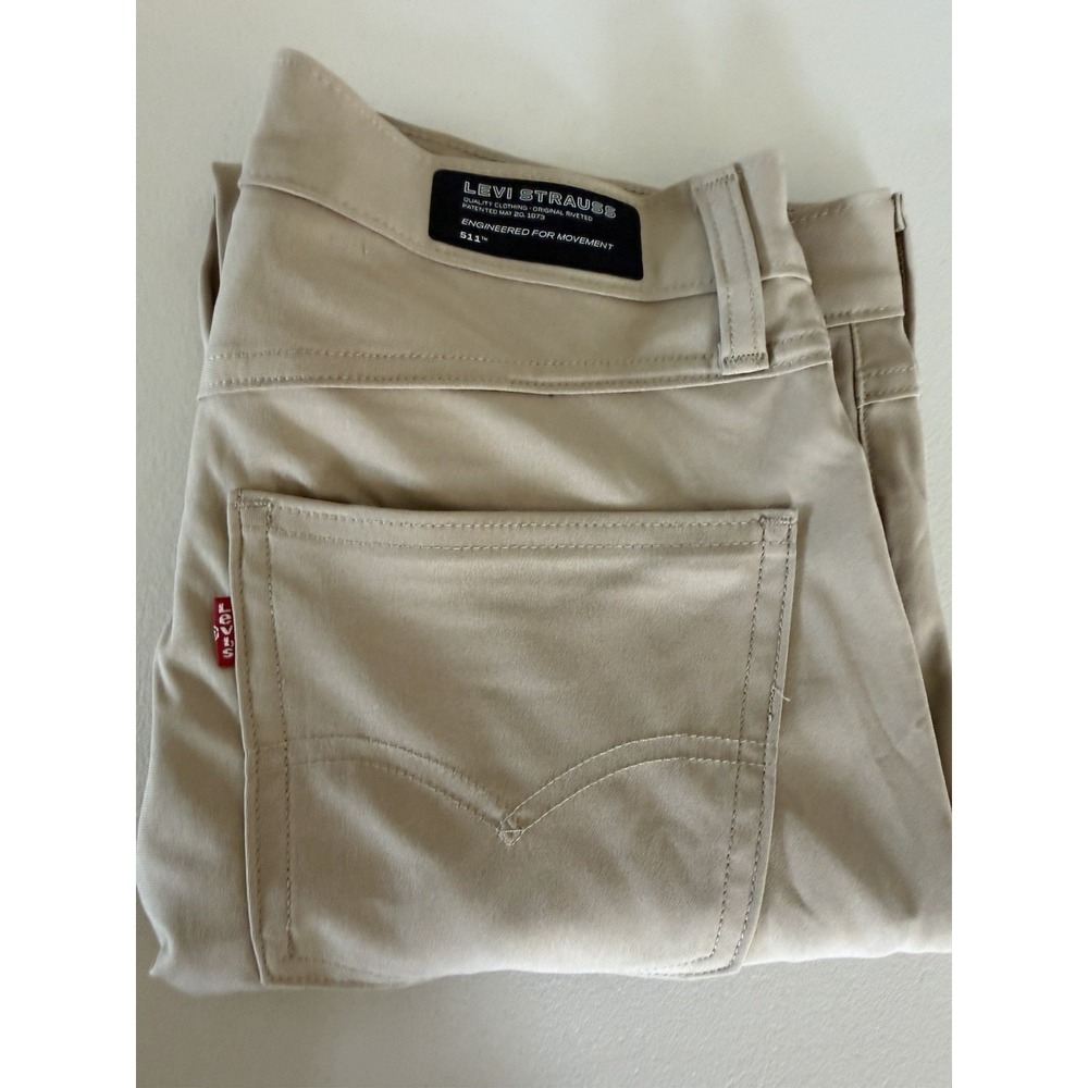 Levi's 511 Slim Tech Pants 31x30 Khaki Tan Engineered for Movement Stretch